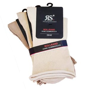 Ponožky zdravotní 34159, smetanové mix, klasické, ruličkové, bez gumiček, unisex, 3 páry (více velikostí)