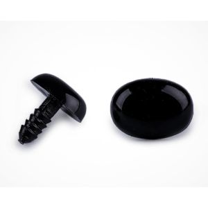 Bezpečnostní oči, čumáček, oválné, jednobarevné černé, průměr 12mm 