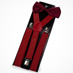 Dětská společenská chlapecká sada, motýlek a šle 650360/01, bordó-červená