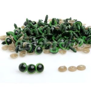 Bezpečnostní oči, jednobarevné zelené, průměr 14mm 