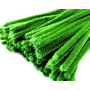 Chlupatý modelovací drát 160281/13, jednobarevná zelená trávová, průměr 6mm, délka 30cm, (1 balení, 20 kusů)