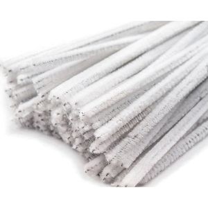 Chlupatý modelovací drát 160281/07, jednobarevná bílá, průměr 6mm, délka 30cm, (1 balení, 20 kusů)