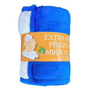 Deka z mikrovlákna OVEČKA Sleep well prošev jednobarevná modrá, 150x200cm
