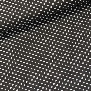 Bavlněné plátno 103000/7676 BLACK, bílý puntík na černé, š.140cm (látka v metráži)