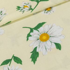 Bavlněné plátno ARIA kopretiny na krémové, š.160cm (látka v metráži)