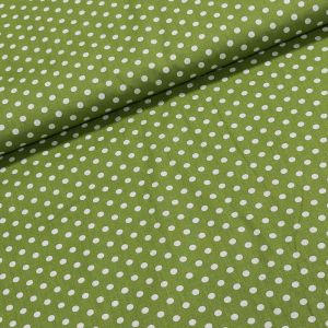 Bavlněné plátno, bílý puntík na zelené, š.140cm (látka v metráži)