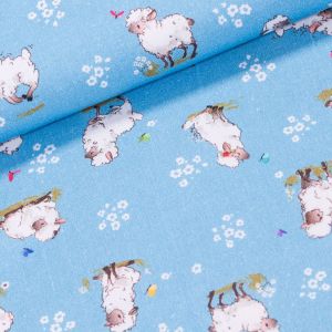 Bavlněné plátno dětské, ovečky na modré, š.140cm (látka v metráži)