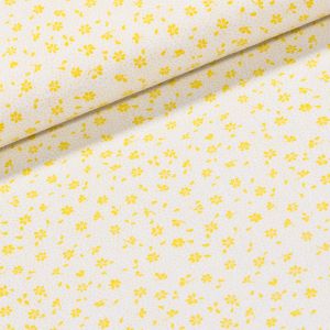 Bavlněné plátno Valerie VA003/34 žluté květinky na bílé, š.160cm (látka v metráži)