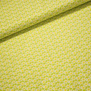 Bavlněné plátno MATY 1617304/02 žluté kytičky na zelené, š.140cm (látka v metráži)