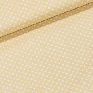 Bavlněné plátno POLO bílý puntík na béžové, š.140cm (látka v metráži)