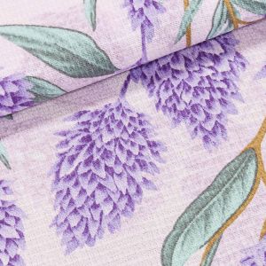 Bavlněné plátno vaflovina, utěrkovina / štola na metráž 703023 LEVANDULE, fialový kostičkovaný lem, š. 50cm (látka v metráži)