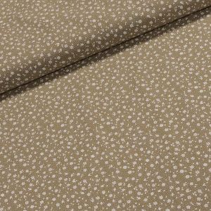 Bavlněné plátno Valerie VA002/04 bílé květinky na béžové, š.160cm (látka v metráži)