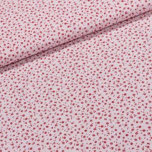 Bavlněné plátno Valerie VA003/01 červené květinky na bílé, š.160cm (látka v metráži)