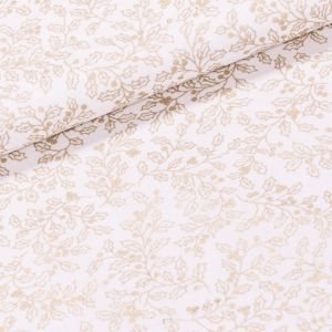 Bavlněné plátno vánoční 1575301-01, zlatá cesmína na smetanové, š.150cm (látka v metráži)