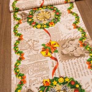 Bavlněné plátno vánoční / štola na metráž 50324 MINUT, vánoce, béžová, š. 50cm (látka v metráži)