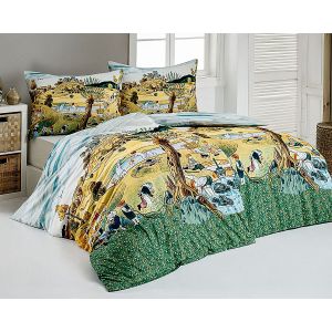 Povlečení Matějovský JOSEF LADA DĚTSKÉ HRY V LÉTĚ, žluto-zelené, bavlna hladká digitál, 140x200cm + 70x90cm