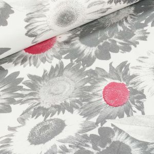 Bavlněný úplet 6910/13a, šedé květy s růžovou na krémové, š.185cm (látka v metráži)