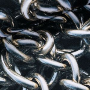 Bavlněný úplet TEPLÁKOVINA DIGÁLNÍ TISK 6-00324, řetězy na černé, š.140cm (látka v metráži)