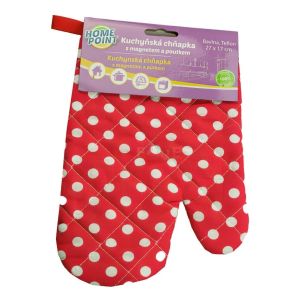 Kuchyňská chňapka bavlna / teflon HOME POINT, červená s puntíky, 27x17cm, 2ks (pravá, levá)