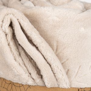 Deka z mikroflanelu vánoční QK-223, vytlačený vzor vločky, smetanová, 150x200cm