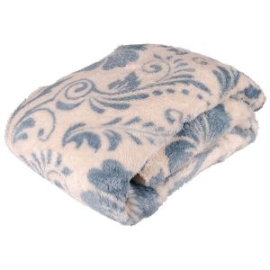 Deka z mikrovlákna beránek KVĚTY, modrá, 150x200cm