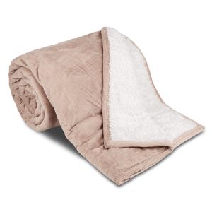 Deka z mikrovlákna OVEČKA Sleep well prošev jednobarevná kikko šedobéžová, 150x200cm