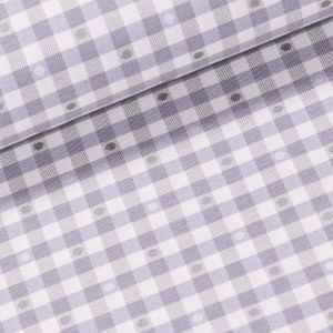 Dekorační látka / ubrusovina, šedá kostka s puntíky, šířka 140cm (látka v metráži)