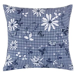 Dekorační polštářek DITA 410, MODRÁ KOSTIČKA S KVĚTEM, 45x45cm