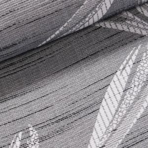 Dekorační závěs PALLAS 02, žakár, listy na šedé, šířka 150cm (látka v metráži)