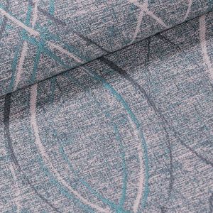 Dekorační závěs, tyrkysové vlnky na žíhaném podkladu, šířka 140cm (látka v metráži)