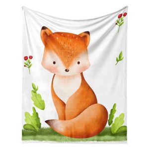 Dětská deka z mikrovlákna (coral fleece) MALÁ LIŠKA, bílá, 110x140cm