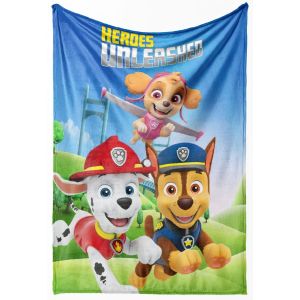 Dětská deka z mikrovlákna (coral fleece) TLAPKOVÁ PATROLA ODVÁŽNÍ HRDINOVÉ, modrá, 150x200cm