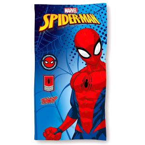 Dětská plážová osuška SPIDERMAN MARVEL THWIP, modra, froté, 70x140cm