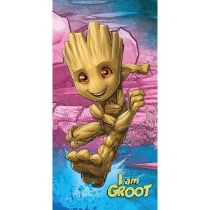 Dětská plážová osuška GROOT I AM GROOT, modro-růžová, froté, 70x140cm