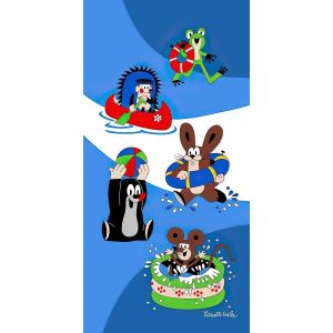 Dětská plážová osuška KRTEK A LÉTO (Krteček), modrá, froté, 70x150cm