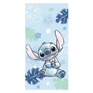 Dětská plážová osuška LILO A STITCH OHANA BLUE, světle modrá, froté, 70x140cm