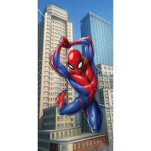 Dětská plážová osuška SPIDERMAN OPERACE SILVER, modrá, froté, 70x140cm