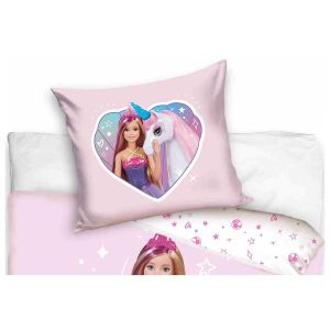 Dětské povlečení do postýlky BARBIE PRINCEZNA, růžové, bavlna hladká, 100x135cm + 40x60cm 