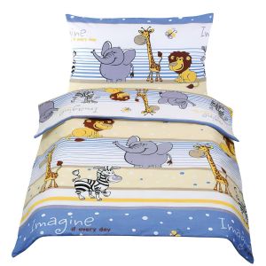 Dětské povlečení do postýlky SAFARI MODRÉ, bavlna hladká, 100x135cm + 45x60cm