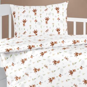 Dětské povlečení do postýlky SRNEČEK, bílé, bavlna hladká, 90x135cm + 45x60cm