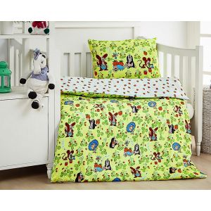 Dětské povlečení Matějovský do postýlky KRTEK NA LOUCE (Krteček), zelené, bavlna hladká (více rozměrů)