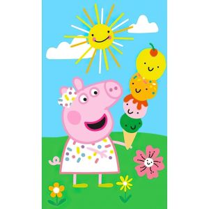 Dětský froté ručník PRASÁTKO PEPINA (PEPPA) ZMRZLINOVÁ PYRAMIDA, zeleno-modrý, 30x50cm
