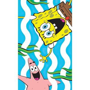 Dětský froté ručník SPONGEBOB ZÁBAVA V MOŘI, modrý, 30x50cm