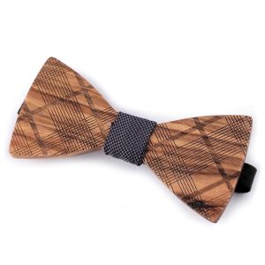 Dřevěný motýlek pánský 770144/18, přírodní vzorovaný hnědá / šedá