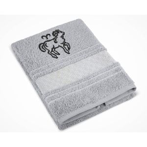 Froté ručník S VÝŠIVKOU ZNAMENÍ ZVĚROKRUH BERAN, šedý, 50x100cm