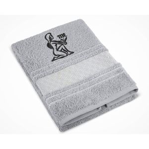 Froté ručník S VÝŠIVKOU ZNAMENÍ ZVĚROKRUH PANNA, šedý, 50x100cm