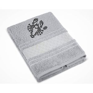 Froté ručník S VÝŠIVKOU ZNAMENÍ ZVĚROKRUH RAK, šedý, 50x100cm