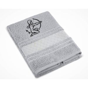 Froté ručník S VÝŠIVKOU ZNAMENÍ ZVĚROKRUH STŘELEC, šedý, 50x100cm