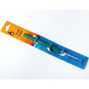 Háček na háčkování PONY, hliník / teflon s plastovou ručkou 46601, velikost 2mm, délka 14cm