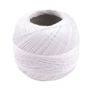 Háčkovací / vyšívací příze PERLOVKA 001 bílá, jednobarevná, 10g/85m